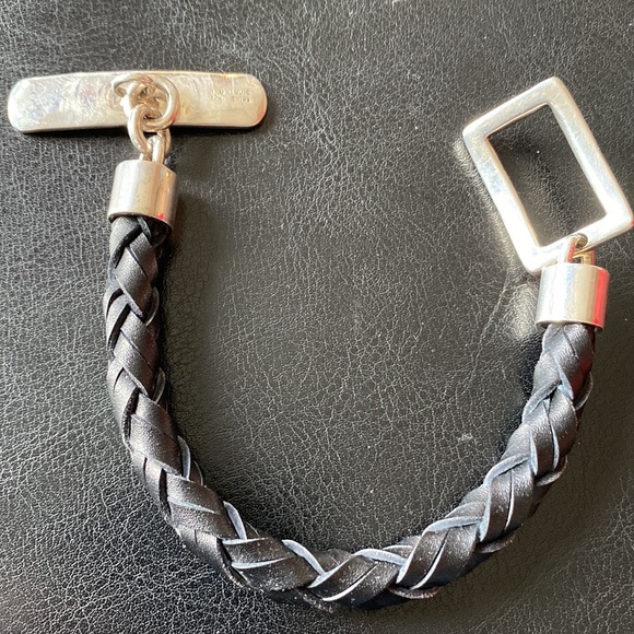 Unisex Robert Lee Morris RLM Sterling Silver and Black Braided Leather Bracelet - Picture 8 of 8